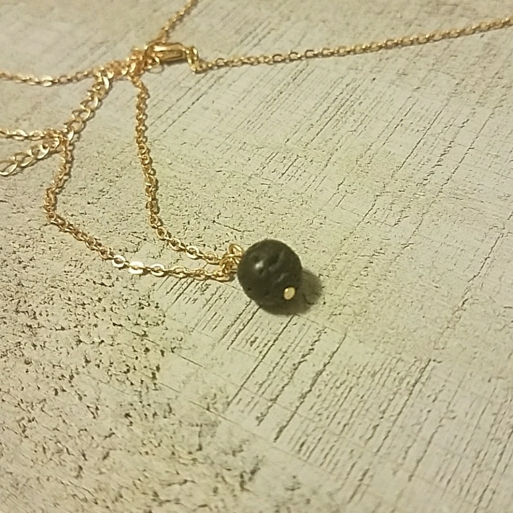 LAST ONE! Drop lava stone gold tone necklace - Picture 5 of 5